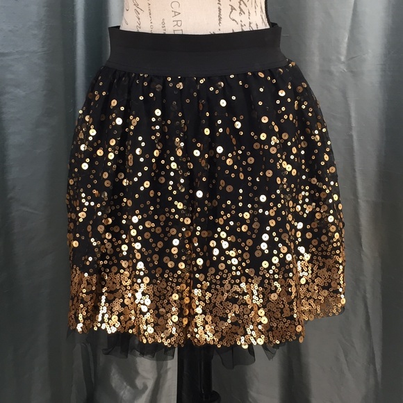 Soulmates Dresses & Skirts - Soulmates black tulle skirt with gold sequins